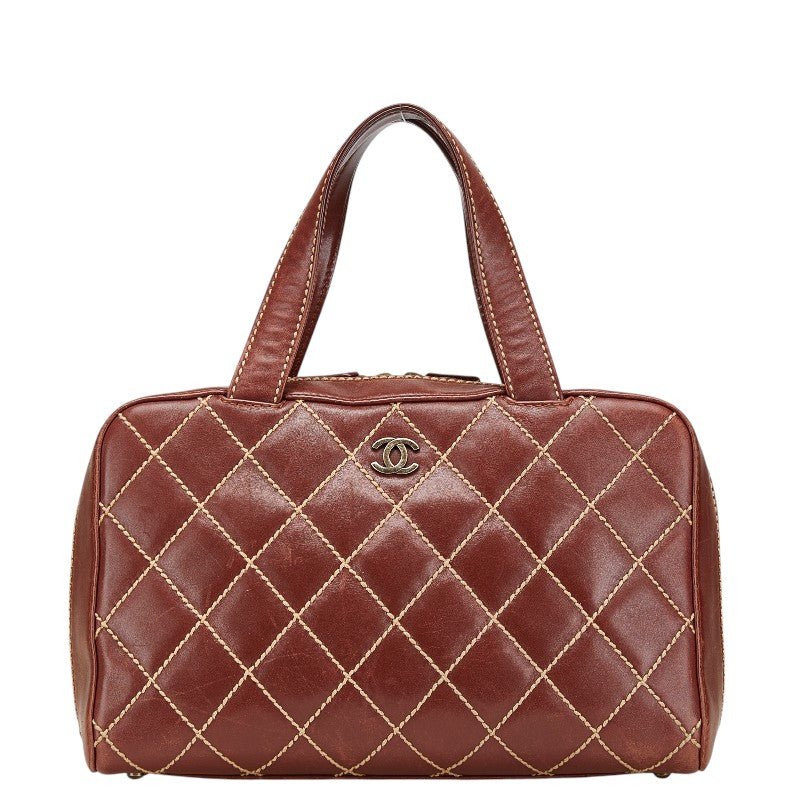 シャネル ワイルドステッチ ハンドバッグ A18121 ワインレッド ボルドー カーフレザー レディース CHANEL 【中古】