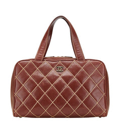 シャネル ワイルドステッチ ハンドバッグ A18121 ワインレッド ボルドー カーフレザー レディース CHANEL 【中古】