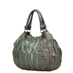 プラダ ハンドバッグ ライトグリーン グレー ナイロン レザー レディース PRADA 【中古】