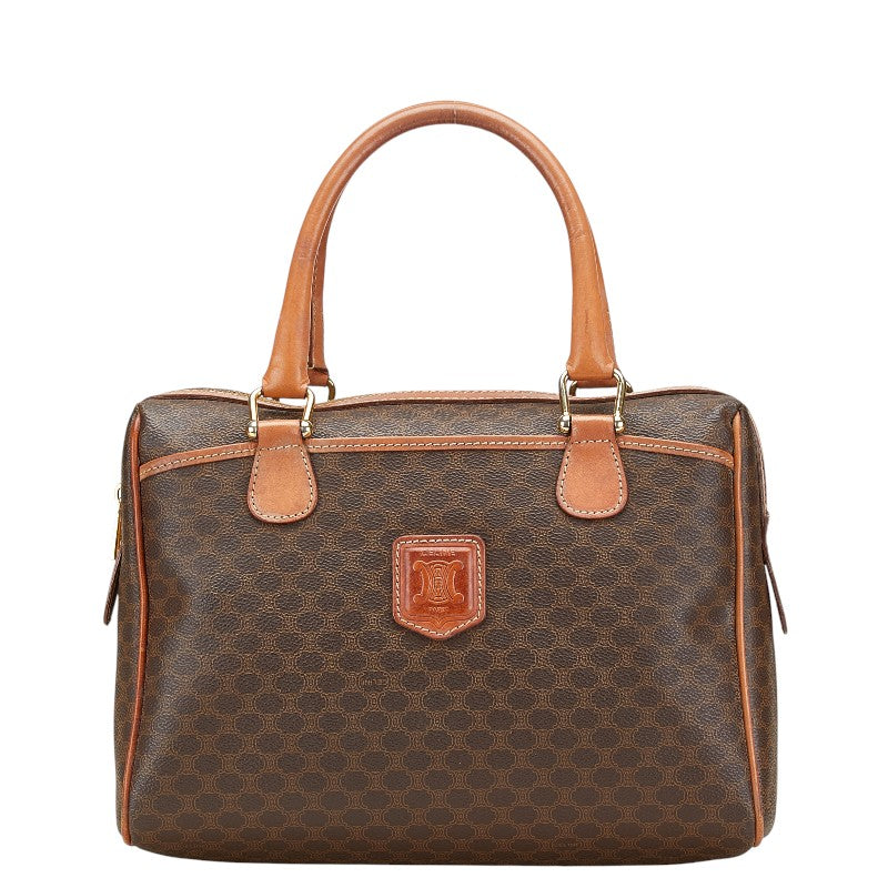 セリーヌ マカダム ハンドバッグ ブラウン PVC レザー レディース CELINE 【中古】