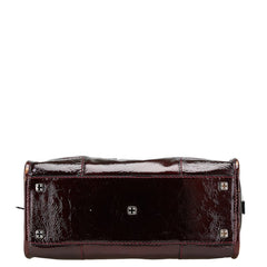 ロエベ アナグラム アマソナ28 ハンドバッグ ワインレッド ボルドー エナメル レディース LOEWE 【中古】