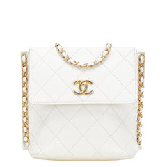 シャネル ココマーク マトラッセ チェーン ショルダーバッグ AS2542 ホワイト カーフレザー レディース CHANEL 【中古】
