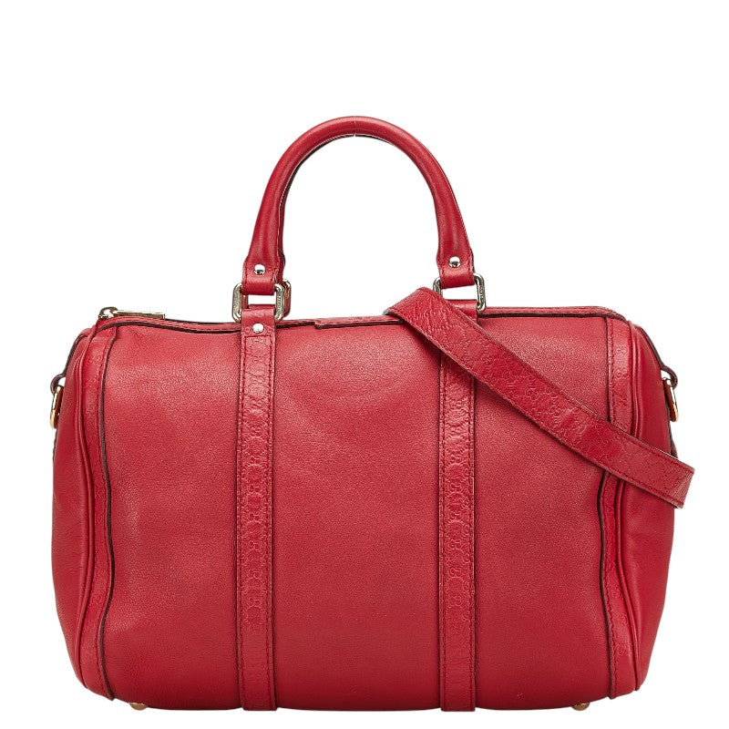 グッチ マイクログッチシマ ハンドバッグ ショルダーバッグ 2WAY 247205 レッド レザー レディース GUCCI 【中古】