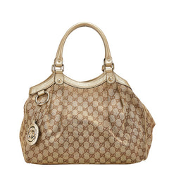 グッチ GGキャンバス スーキー ハンドバッグ 211944 ベージュ ゴールド キャンバス レザー レディース GUCCI 【中古】