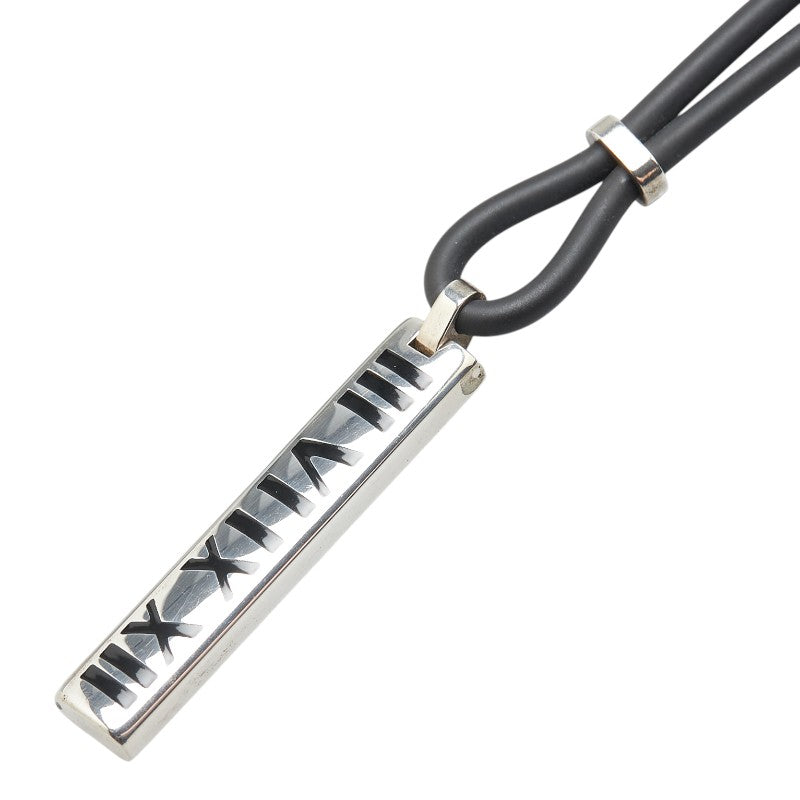 ティファニー アトラス バー ネックレス シルバー ブラック SV925 シルバー ラバー メンズ TIFFANY&Co. 【中古】