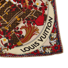 ルイ ヴィトン ル トゥ パリ スカーフ レッド ホワイト ブラウン シルク レディース LOUIS VUITTON 【中古】