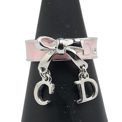 ディオール ロゴ CD リボン リング 指輪 #6 シルバー ピンク メタル レディース Dior 【中古】