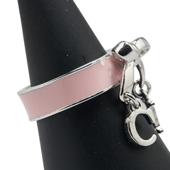 ディオール ロゴ CD リボン リング 指輪 #6 シルバー ピンク メタル レディース Dior 【中古】