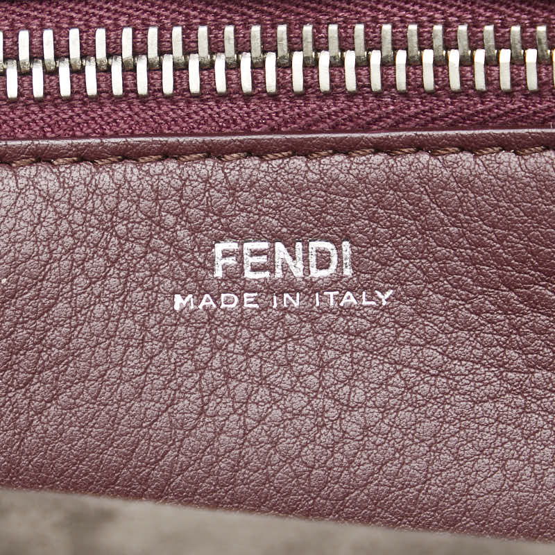 フェンディ ドットコム パイソン ハンドバッグ ショルダーバッグ 2WAY 8BN293 グレー ベージュ レザー レディース FENDI 【中古】