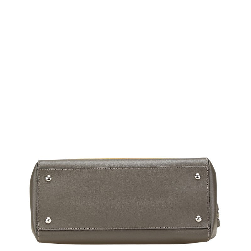 フェンディ ドットコム パイソン ハンドバッグ ショルダーバッグ 2WAY 8BN293 グレー ベージュ レザー レディース FENDI 【中古】