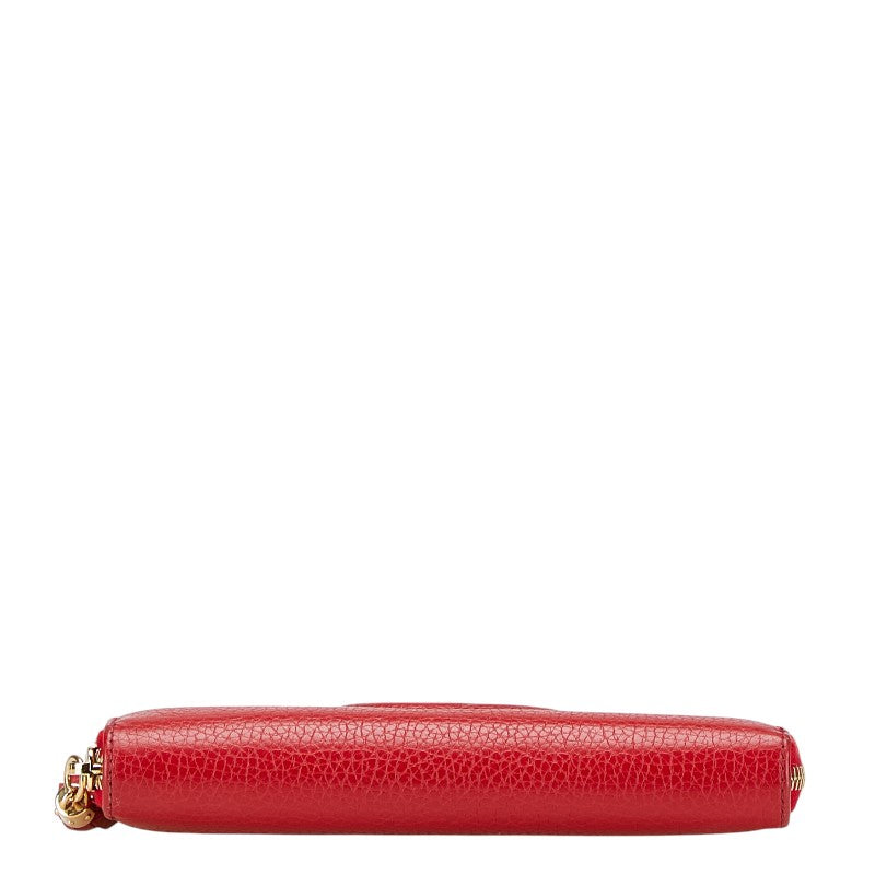 グッチ インターロッキングG ソーホー タッセル ラウンドファスナー 長財布 598187 レッド レザー レディース GUCCI 【中古】