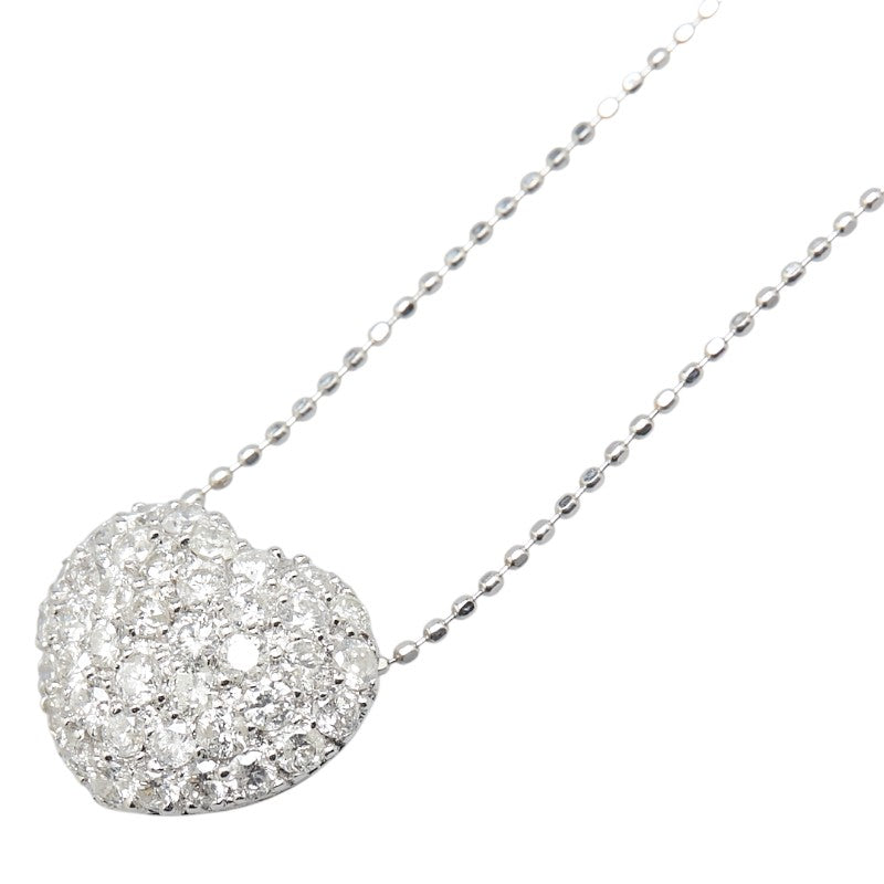 K18WG ホワイトゴールド ダイヤ1.08ct ハート モチーフ ペンダントネックレス レディース 【中古】