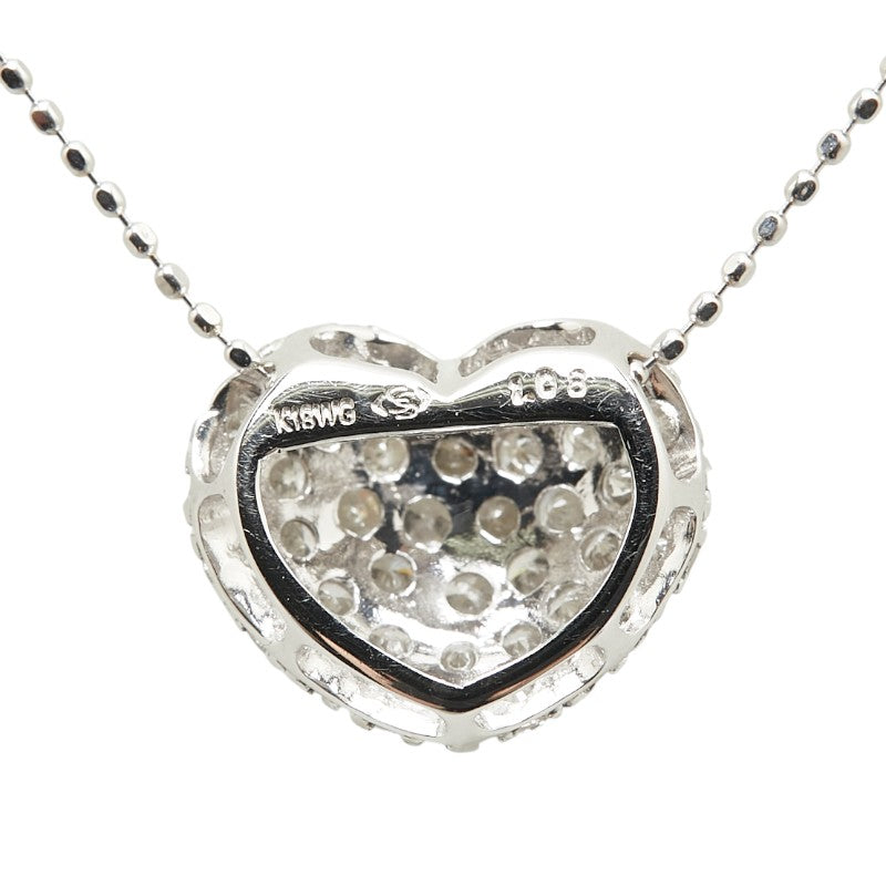 K18WG ホワイトゴールド ダイヤ1.08ct ハート モチーフ ペンダントネックレス レディース 【中古】