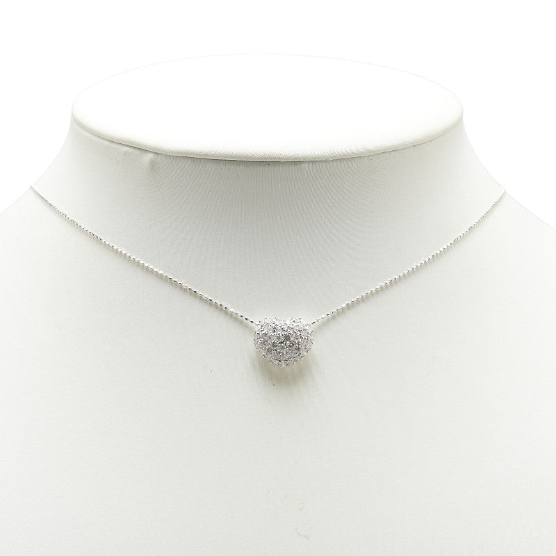 K18WG ホワイトゴールド ダイヤ1.08ct ハート モチーフ ペンダントネックレス レディース 【中古】