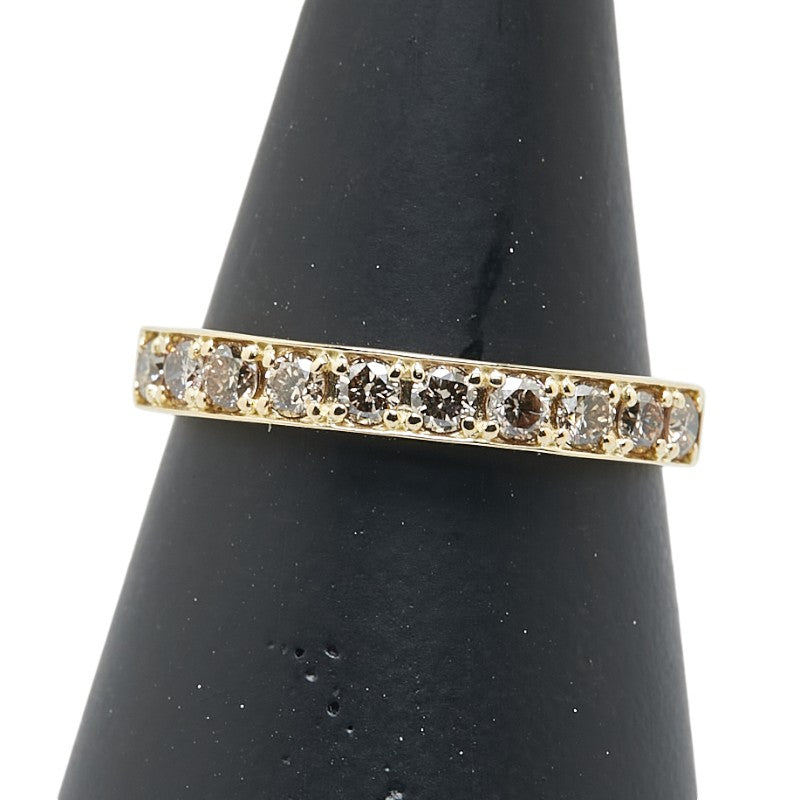 K18YG イエローゴールド ダイヤ0.50ct ハーフエタニティ リング 指輪 レディース 11号 【中古】