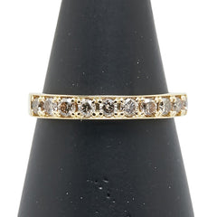 K18YG イエローゴールド ダイヤ0.50ct ハーフエタニティ リング 指輪 レディース 11号 【中古】