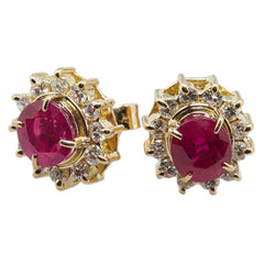 K18YG イエローゴールド ルビー1.80ct ダイヤ0.38ct ピアス レディース 【中古】