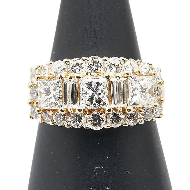 K18YG イエローゴールド ダイヤ1.21 ダイヤ1.12 リング 指輪 レディース 8号 【中古】