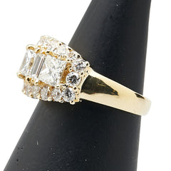 K18YG イエローゴールド ダイヤ1.21 ダイヤ1.12 リング 指輪 レディース 8号 【中古】