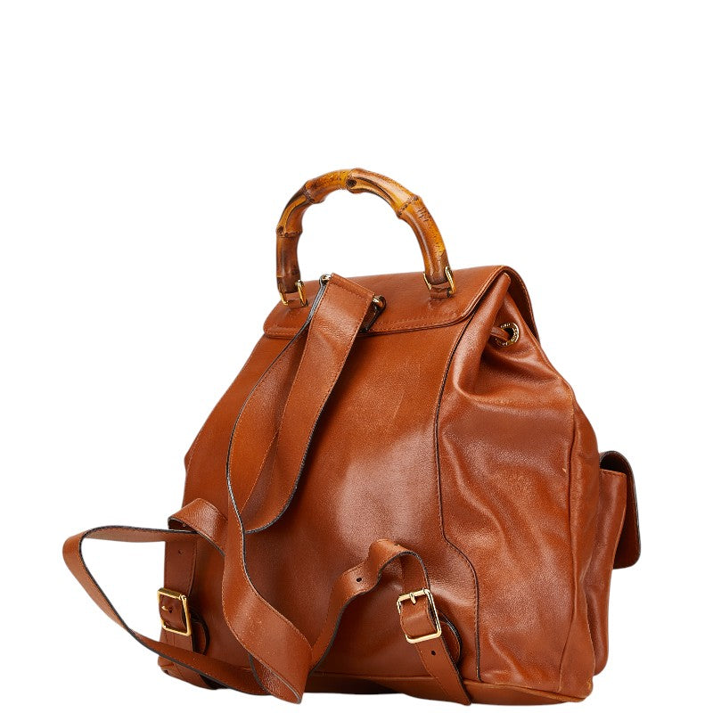 グッチ バンブー リュック バックパック 003 1998 0016 ブラウン レザー レディース GUCCI 【中古】