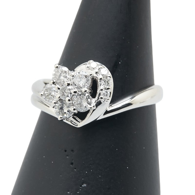 Pt900 プラチナ ダイヤ0.50ct 花 フラワー モチーフ リング 指輪 レディース 11.5号 【中古】