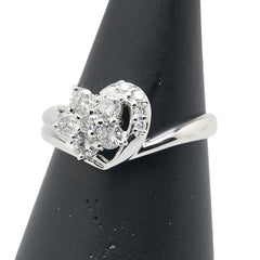 Pt900 プラチナ ダイヤ0.50ct 花 フラワー モチーフ リング 指輪 レディース 11.5号 【中古】