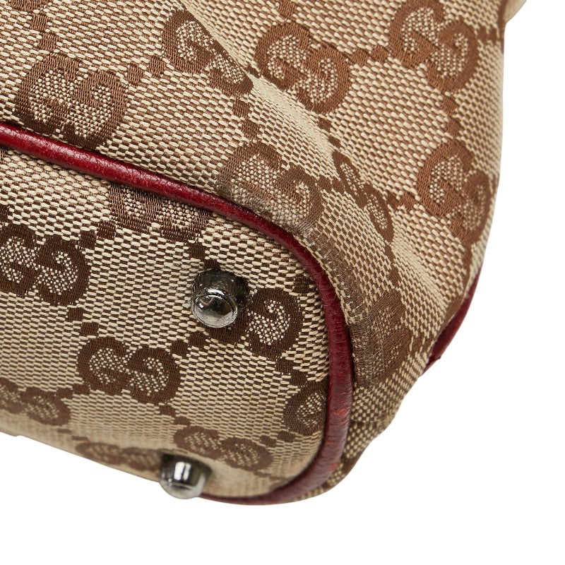 グッチ GGキャンバス ハンドバッグ トートバッグ 113016 ベージュ パープル キャンバス レザー レディース GUCCI 【中古】