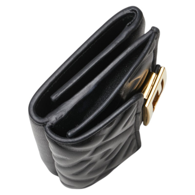 フェンディ バゲット マイクロ 三つ折り財布 ブラック レザー レディース FENDI 【中古】