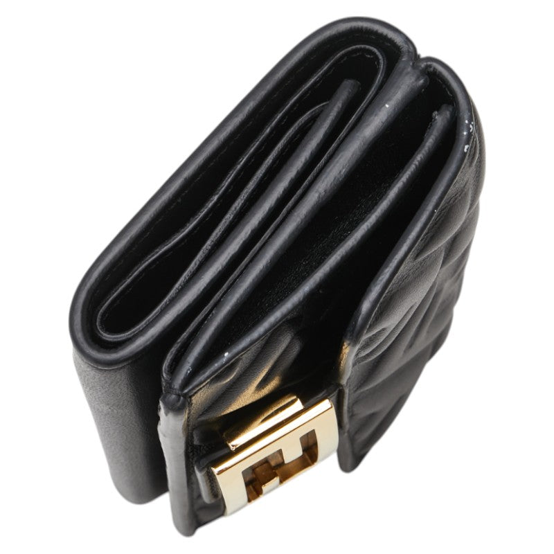 フェンディ バゲット マイクロ 三つ折り財布 ブラック レザー レディース FENDI 【中古】