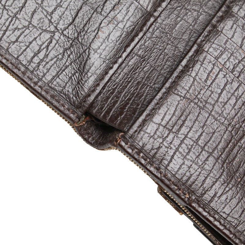 グッチ GGキャンバス ホースビット シェリーライン 二つ折り財布 138031 ブラウン キャンバス レザー レディース GUCCI 【中古】