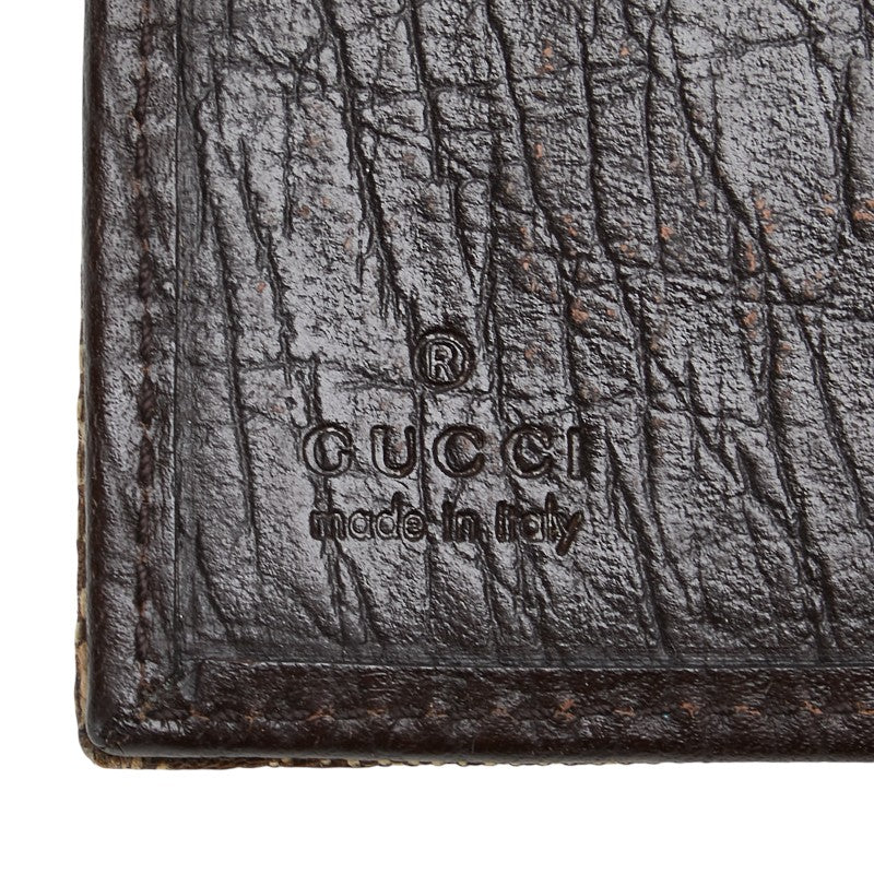 グッチ GGキャンバス ホースビット シェリーライン 二つ折り財布 138031 ブラウン キャンバス レザー レディース GUCCI 【中古】