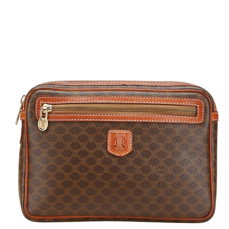 セリーヌ マカダム クラッチバッグ ブラウン PVC レザー レディース CELINE 【中古】