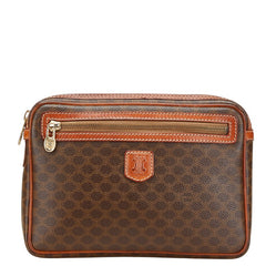 セリーヌ マカダム クラッチバッグ ブラウン PVC レザー レディース CELINE 【中古】