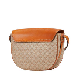 セリーヌ マカダム ショルダーバッグ ベージュ ブラウン PVC レザー レディース CELINE 【中古】