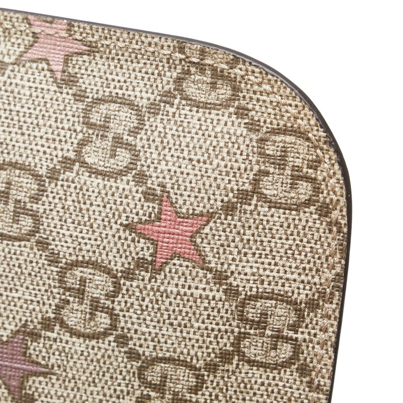 グッチ GGスプリーム スター 星 付属ポーチ 309498 ベージュ ピンク PVC レザー レディース GUCCI 【中古】