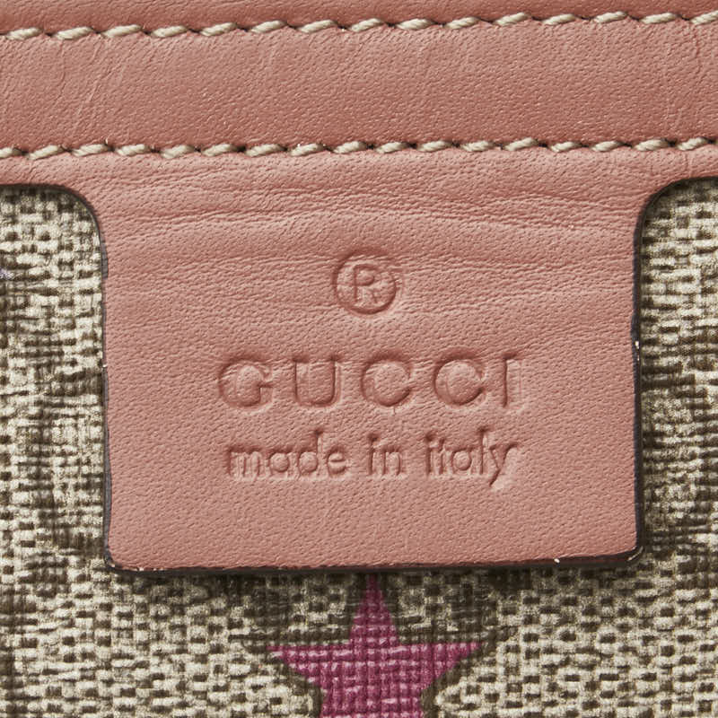 グッチ GGスプリーム スター 星 付属ポーチ 309498 ベージュ ピンク PVC レザー レディース GUCCI 【中古】