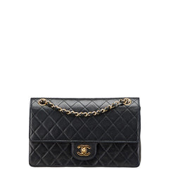 シャネル マトラッセ25 ダブルフラップ ココマーク チェーン ショルダーバッグ ブラック ラムスキン レディース CHANEL 【中古】