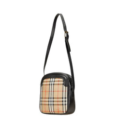 バーバリー ノバチェック シャドーホース ショルダーバッグ ベージュ ブラック キャンバス レザー レディース BURBERRY 【中古】