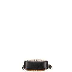 バーバリー ノバチェック シャドーホース ショルダーバッグ ベージュ ブラック キャンバス レザー レディース BURBERRY 【中古】