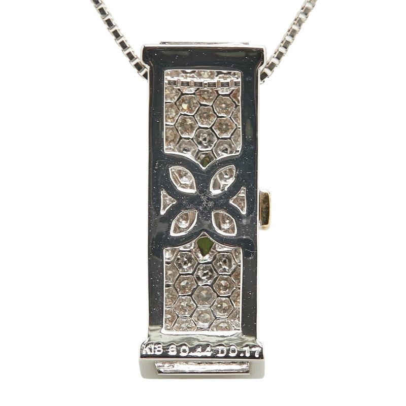 K18WG ホワイトゴールド グリーンガーネット0.44ct ダイヤ0.17ct ペンダントネックレス レディース 【中古】