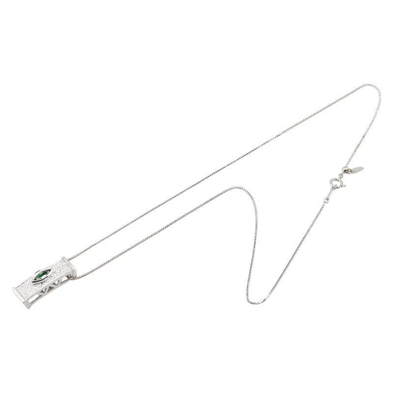 K18WG ホワイトゴールド グリーンガーネット0.44ct ダイヤ0.17ct ペンダントネックレス レディース 【中古】
