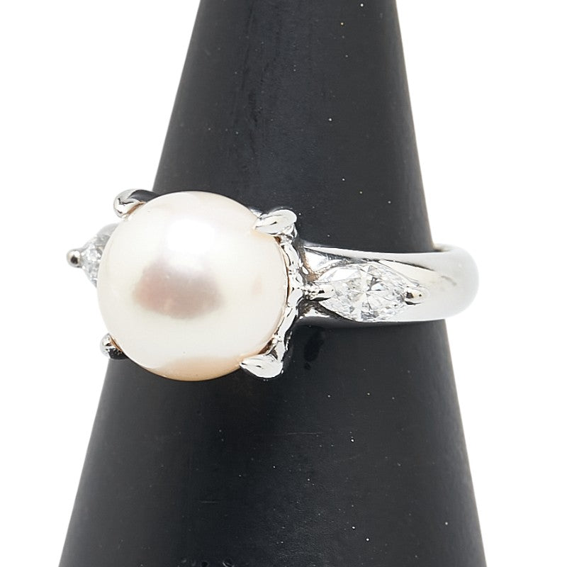 Pt850 プラチナ アコヤパール8.4mm ダイヤ0.21ct リング 指輪 レディース 6.5号 【中古】