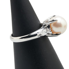 Pt850 プラチナ アコヤパール8.4mm ダイヤ0.21ct リング 指輪 レディース 6.5号 【中古】