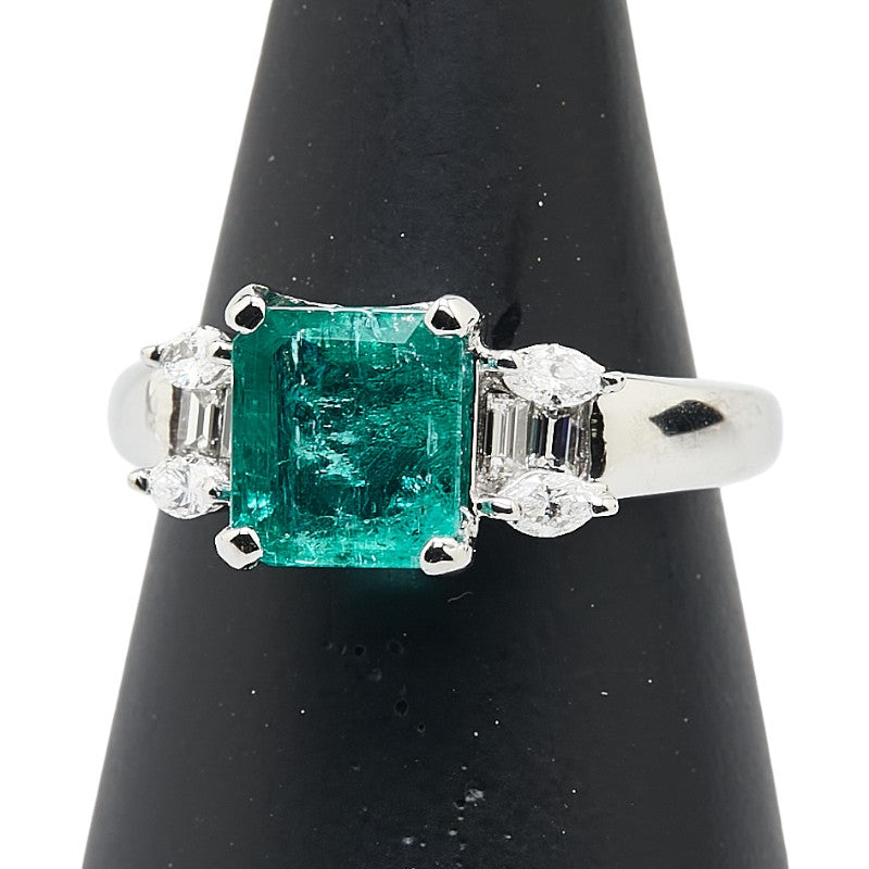 Pt900 プラチナ エメラルド1.93ct ダイヤ0.405ct リング 指輪 レディース 14号 【中古】