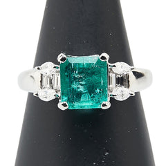 Pt900 プラチナ エメラルド1.93ct ダイヤ0.405ct リング 指輪 レディース 14号 【中古】