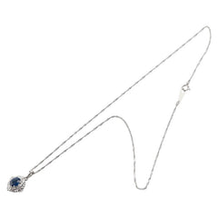 Pt900 プラチナ Pt850 プラチナ サファイア1.00ct ダイヤ0.30ct ネックレス レディース 【中古】