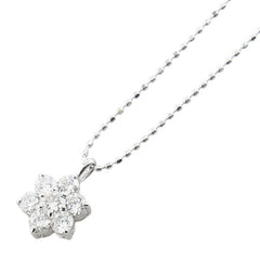 K18WG ホワイトゴールド ダイヤ0.58ct フラワー 花 モチーフ ペンダントネックレス レディース 【中古】