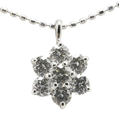 K18WG ホワイトゴールド ダイヤ0.58ct フラワー 花 モチーフ ペンダントネックレス レディース 【中古】