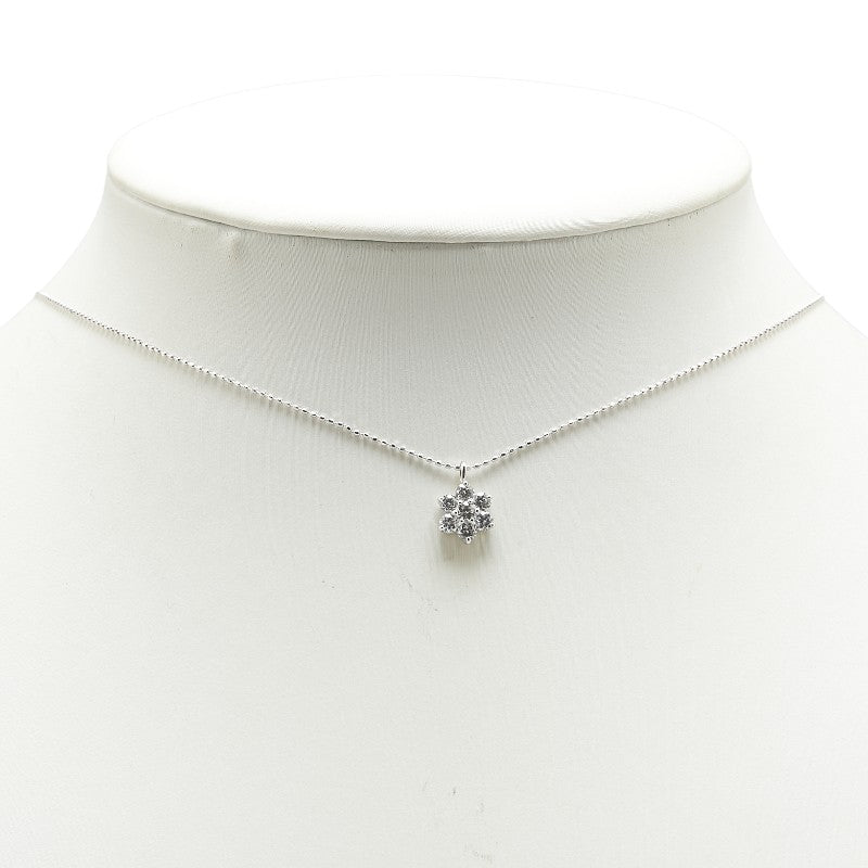 K18WG ホワイトゴールド ダイヤ0.58ct フラワー 花 モチーフ ペンダントネックレス レディース 【中古】