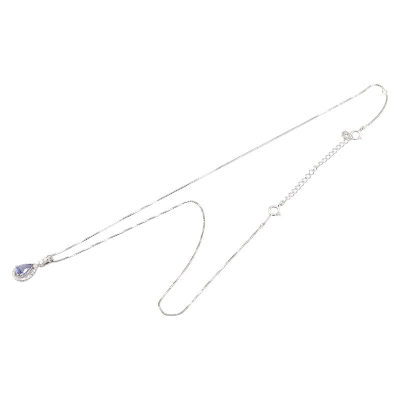 K14WG ホワイトゴールド タンザナイト0.75ct ダイヤ0.23ct 雫 モチーフ ペンダントネックレス レディース 【中古】